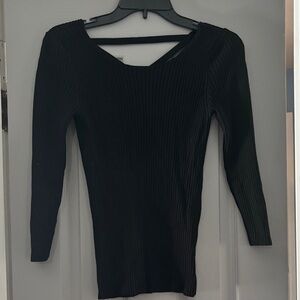 Express Black Ribbed Scoop Neck Knit Top